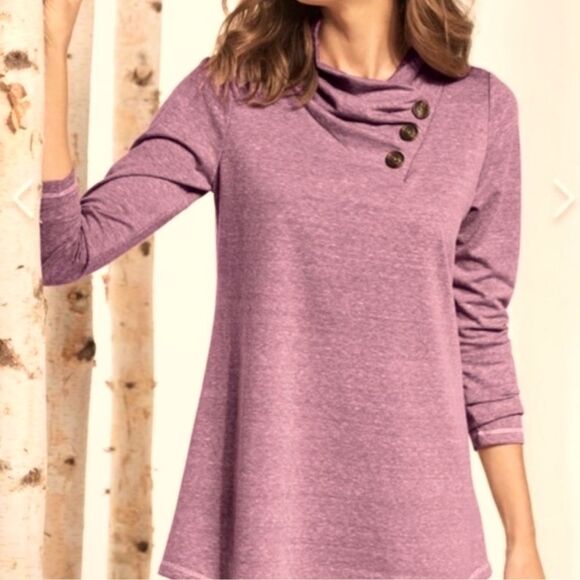 EUC Soft Surroundings Brinley Cowl Mock Neck Oversized Tunic Top Heather Pink XS - Picture 15 of 15